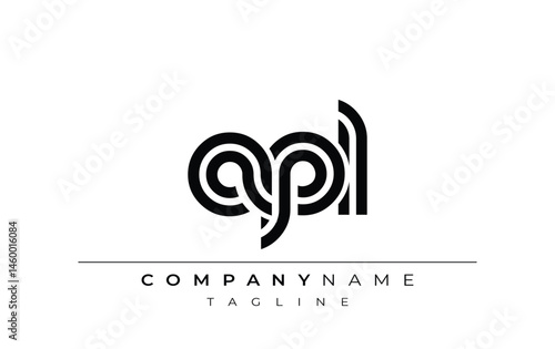 APL Creative Unique Modern Letter Logo Design. Stylized logo featuring a unique letter design, presenting abstract minimalist aesthetics and modern appeal.