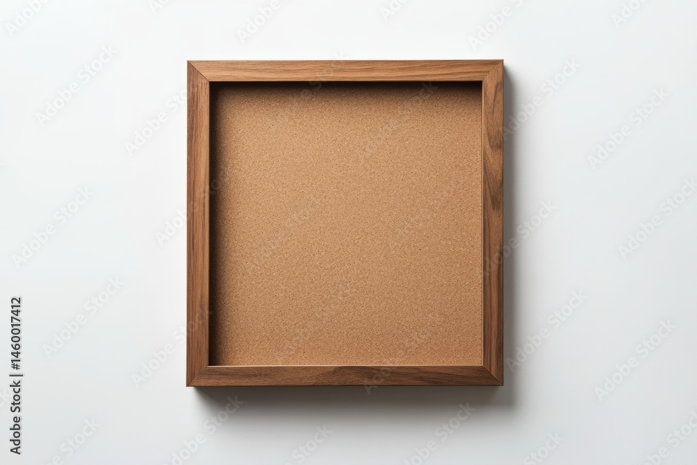 Fototapeta premium Empty square cork board frame. Wooden border on white background