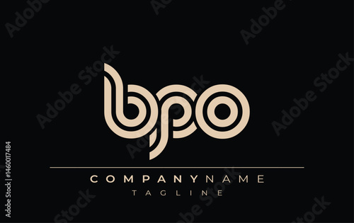 BPO Creative Unique Modern Letter Logo Design. Stylized logo featuring a unique letter design, presenting abstract minimalist aesthetics and modern appeal.