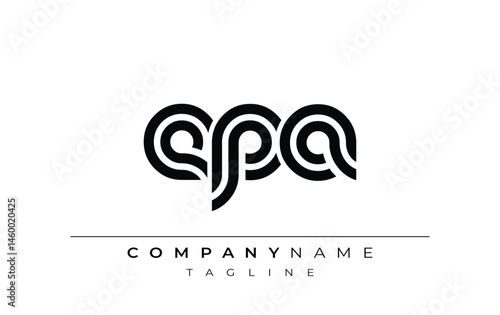 EPA Creative Unique Modern Letter Logo Design. Stylized logo featuring a unique letter design, presenting abstract minimalist aesthetics and modern appeal.