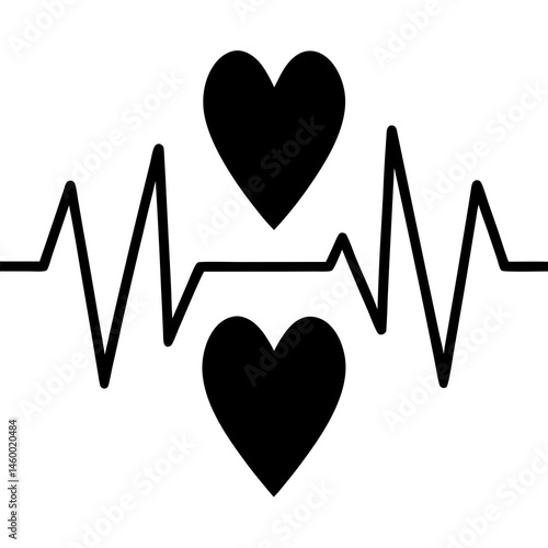 Heart vector icons. Set of heartbeat icon on isolated background. Symbol cardiogram heart icon