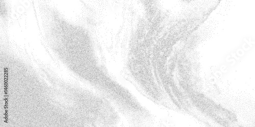 Grungy dust pattern with ripple flow and shadowed stippling. Particle grain gradient in abstract greyscale wave. Vector illustration