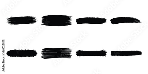 Flat black paint brush stroke pack