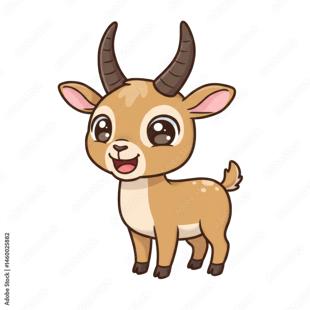 Funny Cartoon Goat Or Deer Smiling Isolated on transparent background, PNG Funny Cartoon Goat Or Deer Smiling Isolated on transparent background, PNG