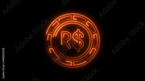 Wallpaper Mural Glowing brazilian real coin illustration for finance business or investment concepts with neon effect Torontodigital.ca