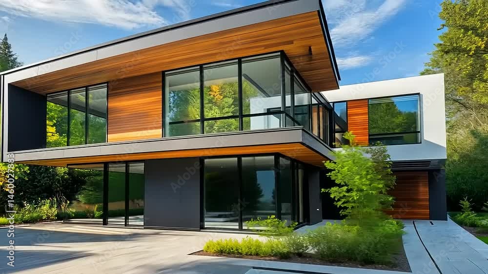Modern Architectural Marvel: A Luxurious Home with Expansive Windows and Wood Accents Modern Architectural Marvel: A Luxurious Home with Expansive Windows and Wood Accents