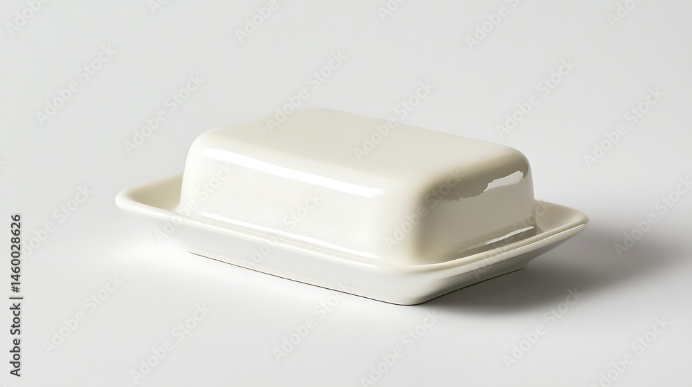 White ceramic butter dish with kitchen. White ceramic butter dish with kitchen.