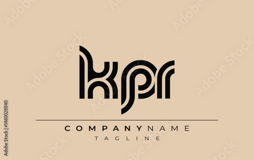 KPR Creative Unique Modern Letter Logo Design. Stylized logo featuring a unique letter design, presenting abstract minimalist aesthetics and modern appeal.
