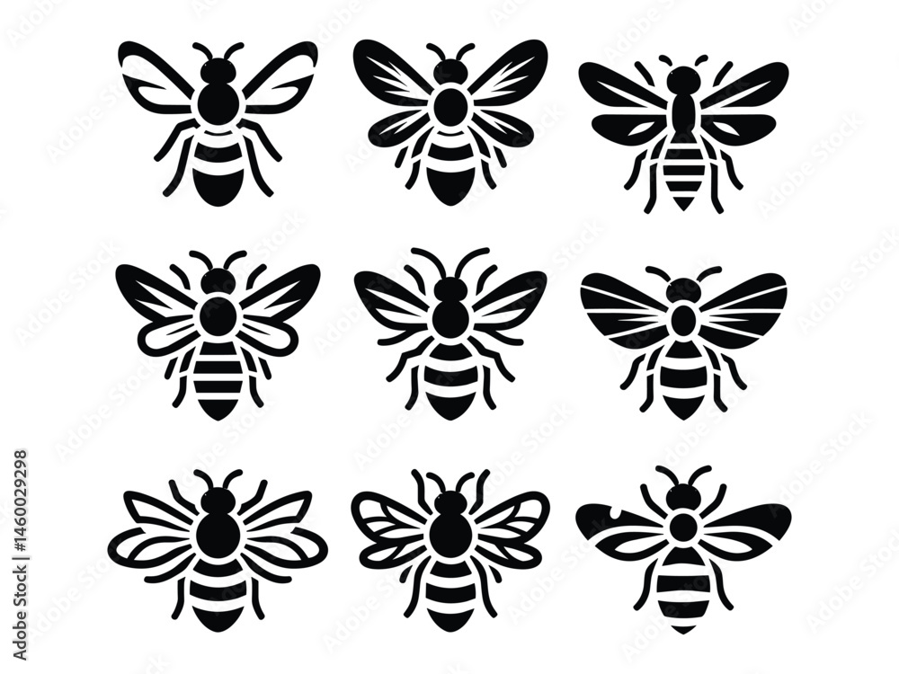 Obraz premium Bee Vector Icon Pack