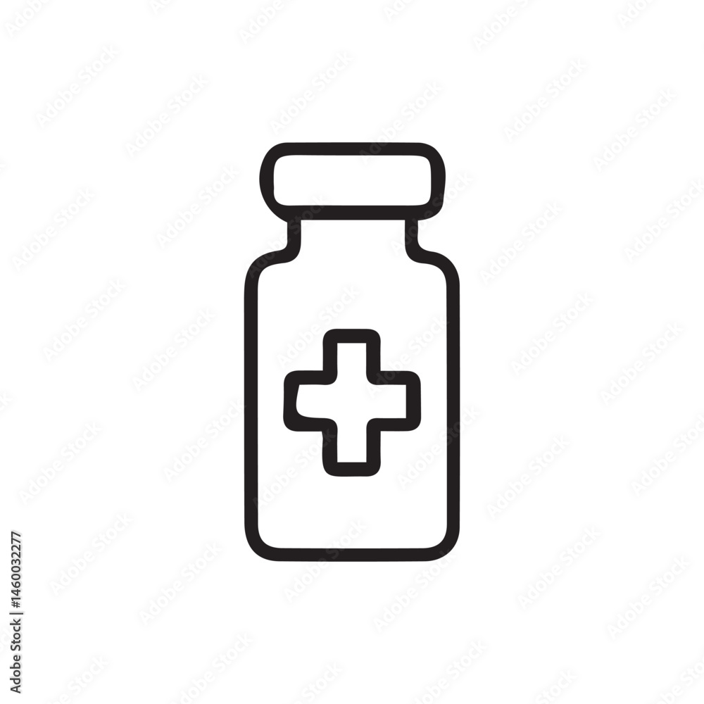A minimalist medical container symbol design with black and white color. A minimalist medical container symbol design with black and white color.