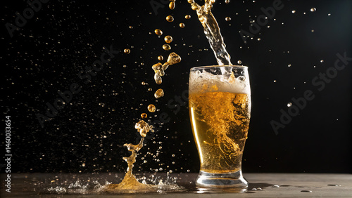 Wallpaper Mural glass of beer, splash of liquid, on black background Torontodigital.ca