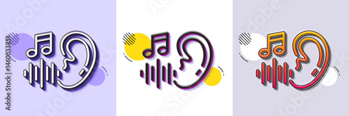 Hearing line icon. Halftone dotted pattern. Gradient icon with grain shadow. Audio message sign. Voicemail symbol. Line hearing icon. Various designs. Vector
