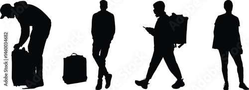 Delivery Man Lifting Boxes Silhouette, Delivery Woman Stacking Boxes Silhouette