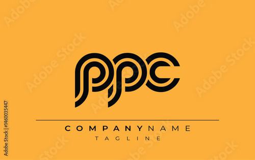 PPC Creative Unique Modern Letter Logo Design. Stylized logo featuring a unique letter design, presenting abstract minimalist aesthetics and modern appeal.