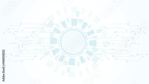 Modern technology background featuring abstract digital circuits and circular interface design ideal for tech themes and presentations without using special characters