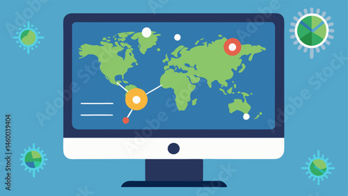 Epidemiological Tracking A digital map and interface on a screen where researchers track disease outbreaks showing a link between genes and disease vectors.