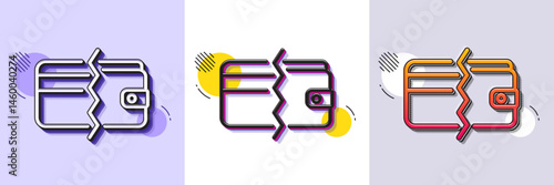 Credit card or cash line icon. Halftone dotted pattern. Gradient icon with grain shadow. Payment methods sign. Line payment methods icon. Various designs. Vector