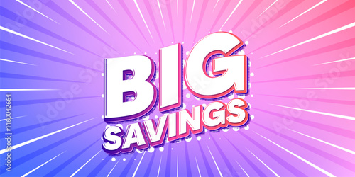 Big savings sun rays gradient banner. Light burst background. Big savings tag. Special offer price sign. Advertising discounts symbol. Gradient sun rays. Sunburst light. Vector