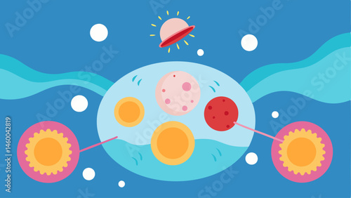 Healing Mechanism An illustration of damaged skin cells being healed by the combined action of exosomes depicted as tiny helpers and nanoparticles depicted as tools.