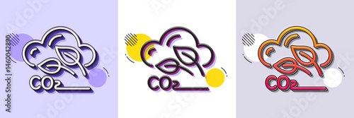 Co2 gas line icon. Halftone dotted pattern. Gradient icon with grain shadow. Carbon dioxide emissions sign. Exhaust reduction symbol. Line co2 gas icon. Various designs. Vector