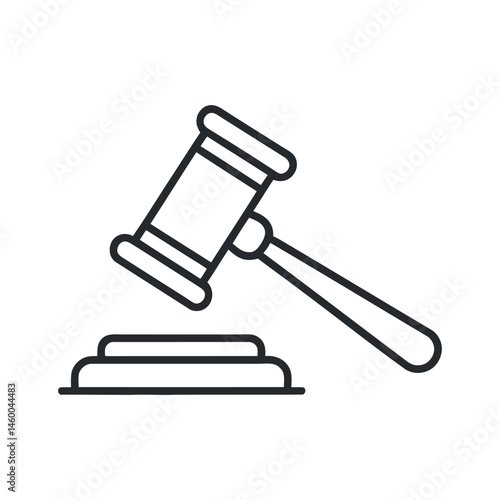 Simple Line Art Gavel Icon for Law Justice Auction Court Legal