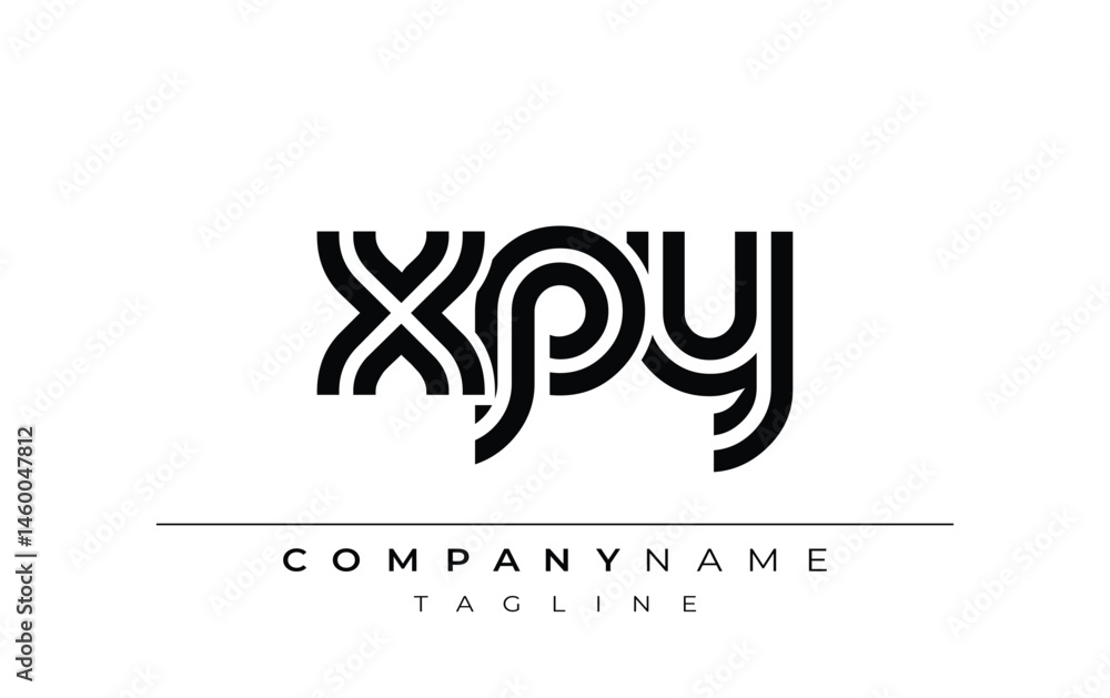 Fototapeta premium XPY Creative Unique Modern Letter Logo Design. Stylized logo featuring a unique letter design, presenting abstract minimalist aesthetics and modern appeal.