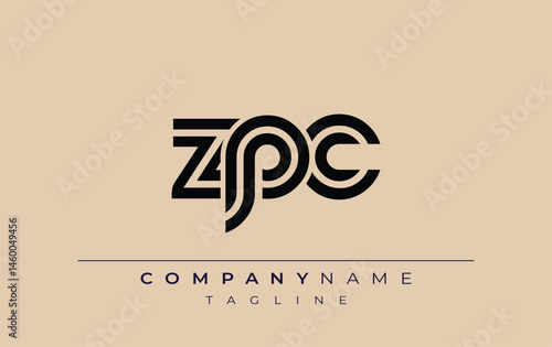 ZPC Creative Unique Modern Letter Logo Design. Stylized logo featuring a unique letter design, presenting abstract minimalist aesthetics and modern appeal.