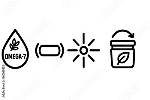 Buckthorn-wellness icons showing droplet, bar, spark, and lid