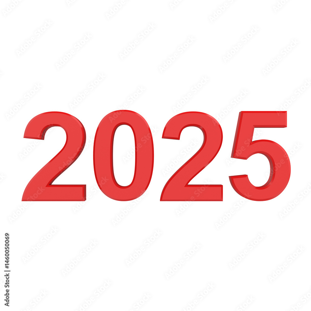Red 2025 isolated on transparent background Red 2025 isolated on transparent background