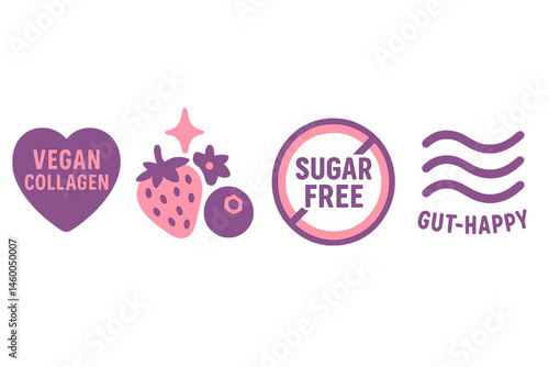Snack-health icons merging heart, flare, badge, and wave