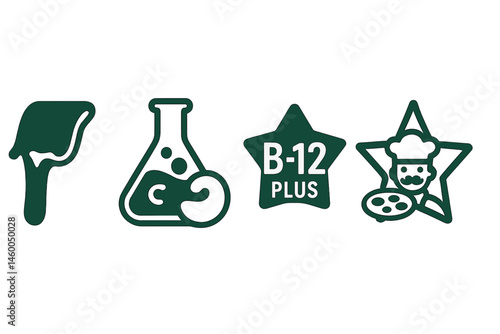 Cheese-alt icons merging strand, flask, badge, and star