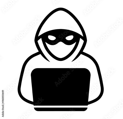 Hacker in Hoodie with Mask Using Laptop, Cybercrime, Data Theft, Digital Fraud, Hacking Attacks, Cybersecurity Threats, and Online Identity Invasion