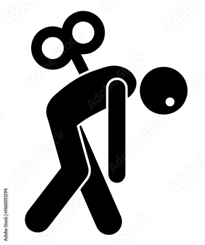 Silhouette of Exhausted Person with Wind-Up Key in Back. Burnout, Depression, Lack of Motivation, Emotional Fatigue, Work Stress, Mental Health Issues, Modern Life Pressure