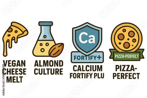 Cheese-alt icons showing melt, culture, calcium, and badge