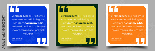 Set of Quote square banner template. Usable for social media post, cover, web, flyer, card.