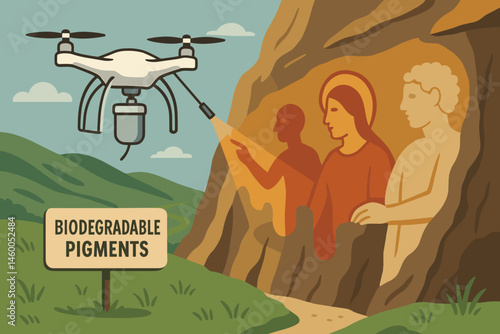 A flat scene emerges, characterized by art-tech features, including drone spray, cliff walls, and mist from the sea