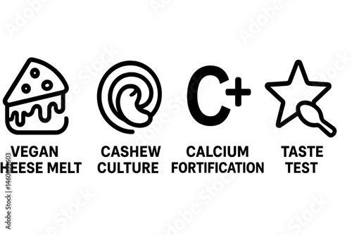 Representations of vegan cheese highlight melt, culture, calcium, and taste