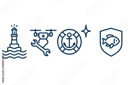 Buoy-tech is symbolized by icons such as a lamp, a wrench, a ring, a star, and a badge