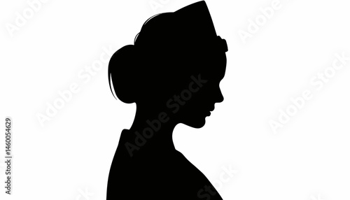 Nurse silhouette in profile on white background, healthcare symbolism