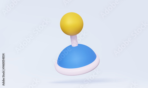 3D vector Game joystick icon on sky blue background. control console classic design remote gamer controller electronic device for activity entertainment. illustration cartoon style