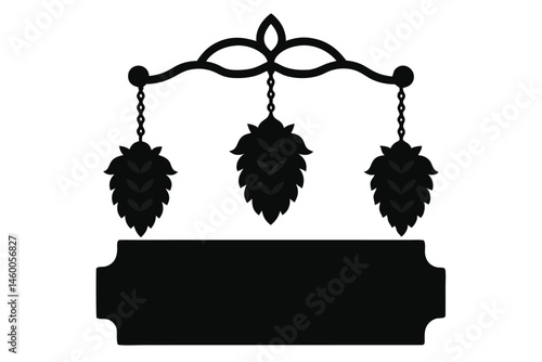 Old fashioned beer brewing emblem with hops and a blank sign
