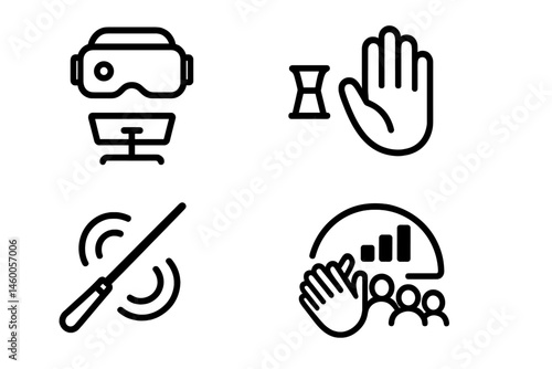 Icons for Music-VR include a podium, mute, tempo ring, and clap bar