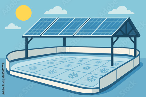 The sport-tech scene is flat and features shade sails, rink tiles, and skaters