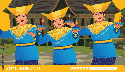Beautiful Indonesian West Sumatera Dancer Cell Shaded Illustration