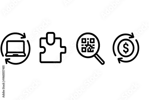Icons representing circular technology include images of a shell, module, scan, and coin