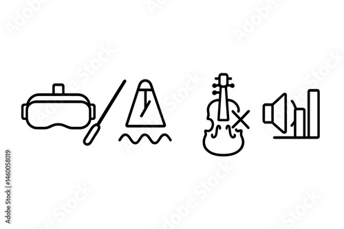 Icons for Music-VR that combine a baton, tempo, mute, and applause are available