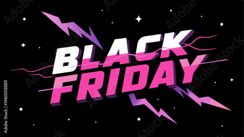 Surreal Effect The words BLACK FRIDAY in glowing electric white with animated neon trails that wrap around them against a smoky black backdrop.