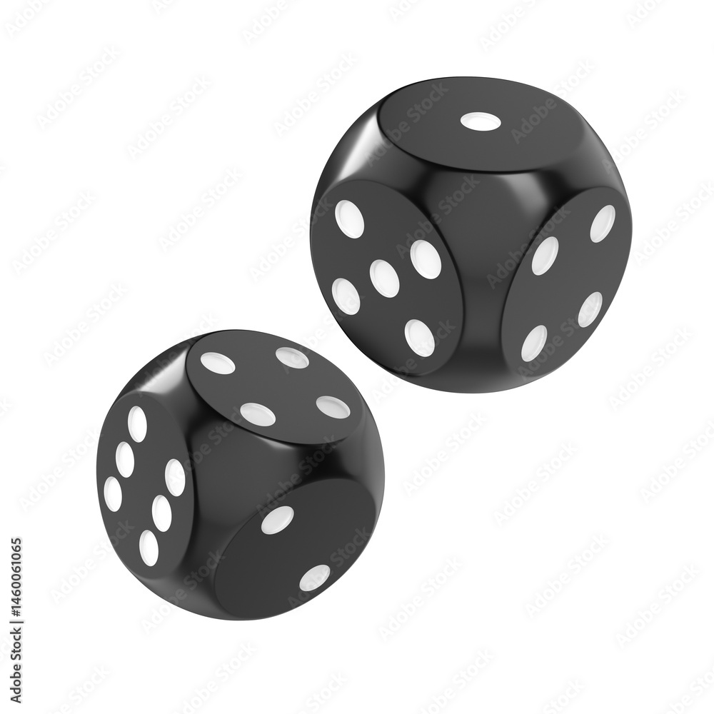 Black Dice isolated on transparent background Black Dice isolated on transparent background