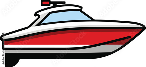 Speed Boat Vector Illustration on Transparent Background