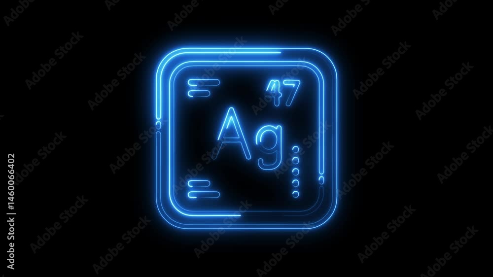 Silver periodic table element neon glow futuristic design for science chemistry educational projects Silver periodic table element neon glow futuristic design for science chemistry educational projects